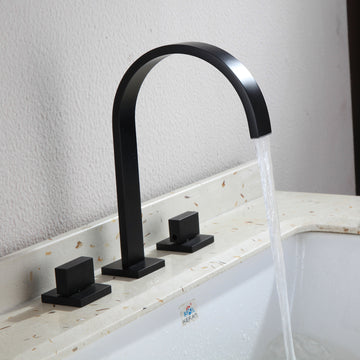 Boyel Living Modern 8 in. Widespread 2-Handle High-Arc Bathroom Faucet in Black