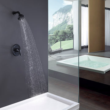 3-Spray Patterns 3.89 in. Wall Mount Fixed Shower Head Set in Matte Black
