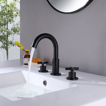 8 in. Widespread 2-Handle High-Arc Bathroom Faucet in Matte Black