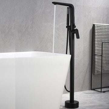 2-Handle Claw Foot Freestanding Tub Faucet with Shower in Matte Black