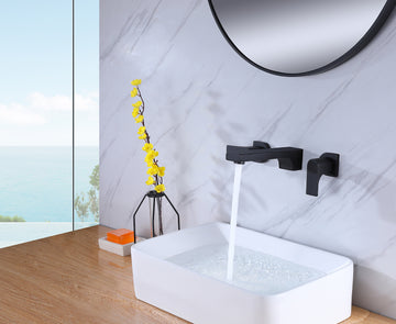 2-Handle Square Wall Mount Faucet in Matt black