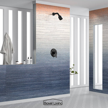 Boyel Living 1-Spray Patterns with 4.1 GPM 2.52 in. Wall Mount Rain Fixed Shower Head with Single Lever Handle in Matte Black