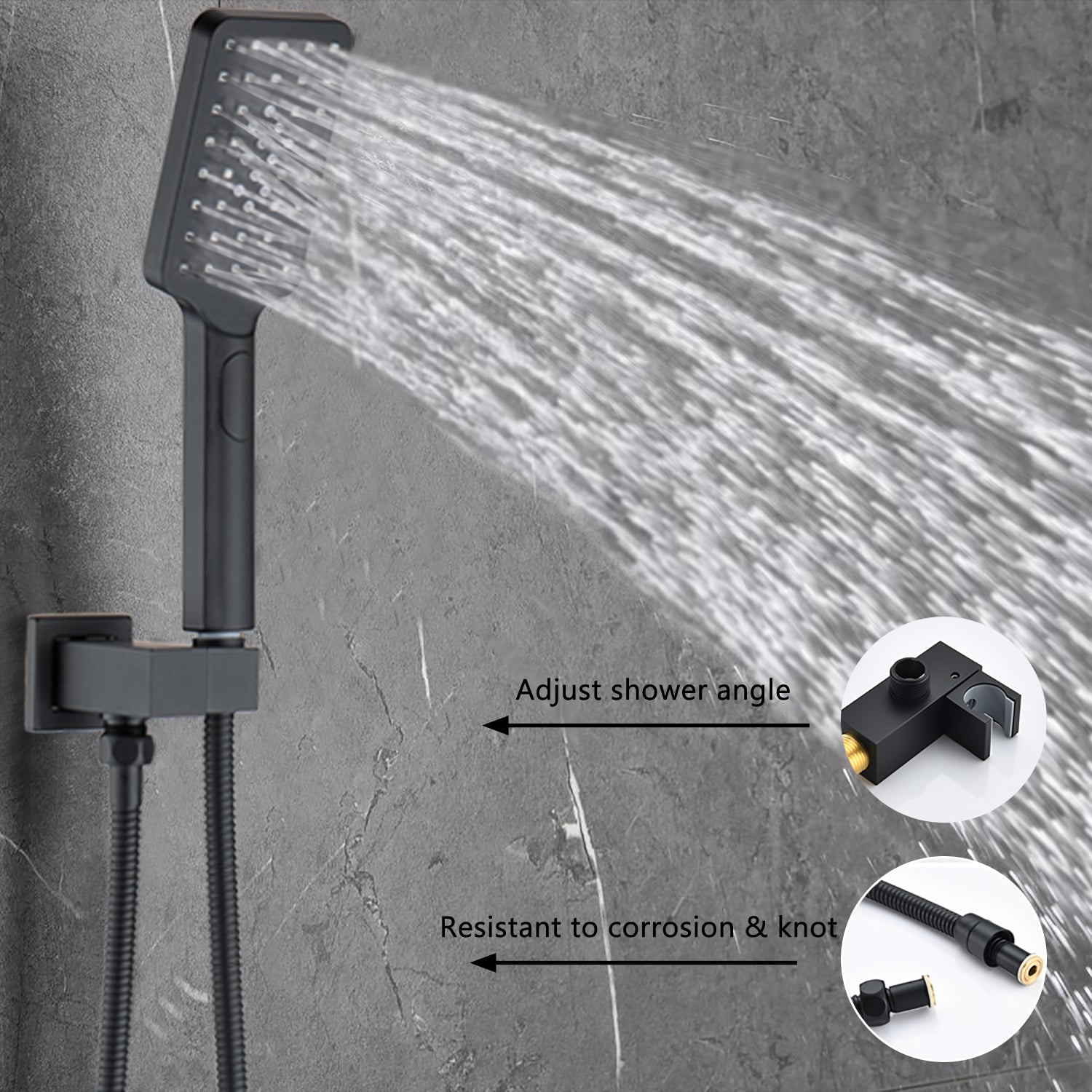 Matte Black shower system with handheld