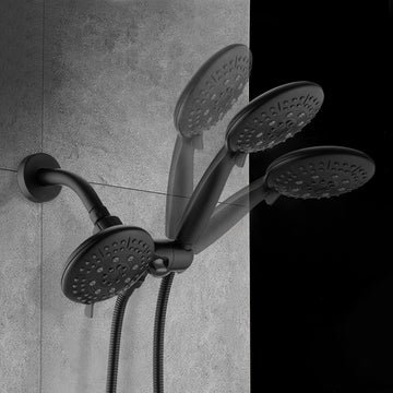 Boyel Living 5-Spray Patterns with 1.8 GPM 8.3 in. Wall Mount Dual Shower Heads in Matte Black