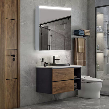 Medium Rectangle LED Lighted Bathroom Wall Mounted Mirror Medicine Cabinet (30 in. H x 24 in. W)