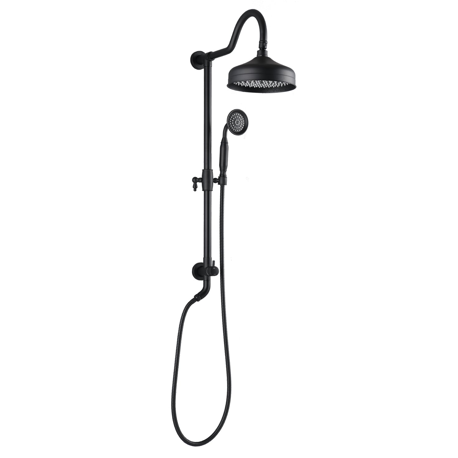 Boyel Living 2.5 GPM 8 in. Wall Mount Dual Shower Heads with 3-Spray Patterns Handheld Shower - Mixing Valve Not Included in Matte Black