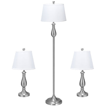 3 pcs Brushed Nickel Lamp Set-Silver