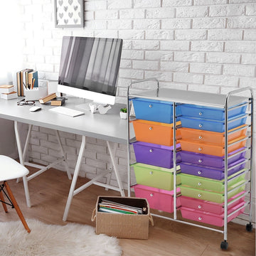 15-Drawer Utility Rolling Organizer Cart Multi-Use Storage