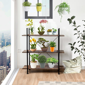 3-Tier Bookshelf Industrial Bookcase Display Shelf Storage Rack