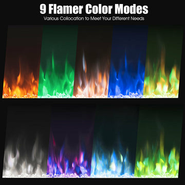 40" Recessed Wall Mounted Electric Fireplace with Multicolor Flame