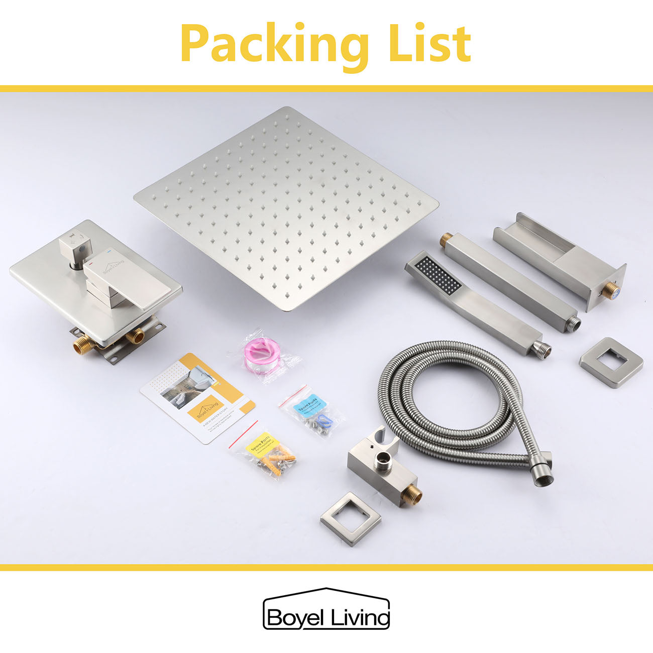 Boyel Living Shower System with Tub Faucet and Handheld Shower in Brushed Nickel