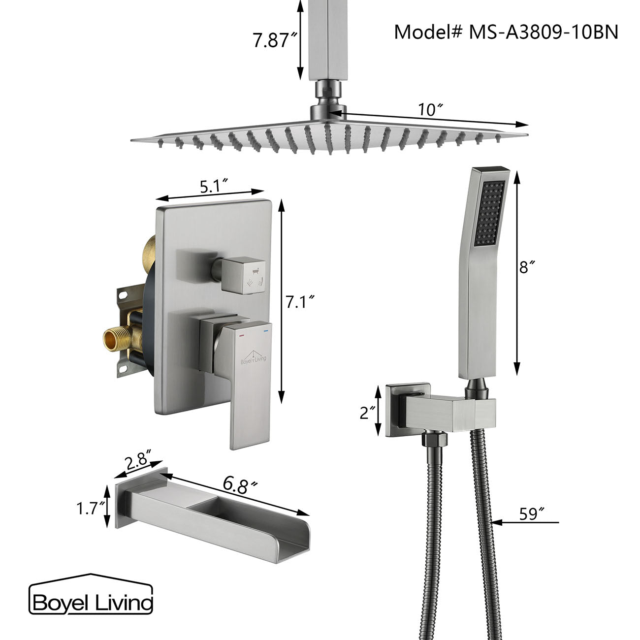 MS-A3809-10BN Dimensions
