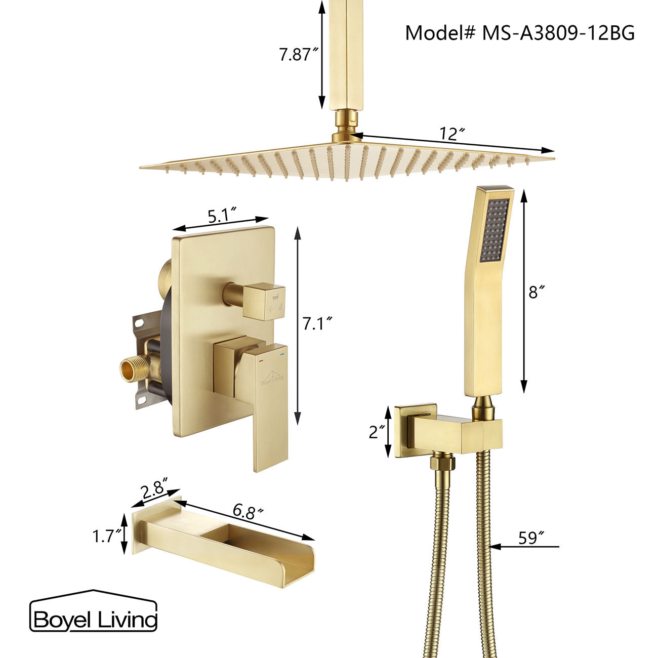 MS-A3809-12BG Dimensions