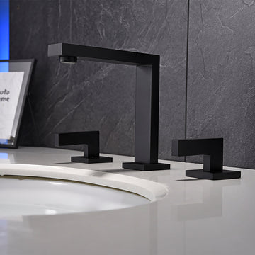 Boyel Living 8 in. Widespread 2-Handle High-Arc Bathroom Faucet with Ceramic Disk Valve in Matte Black