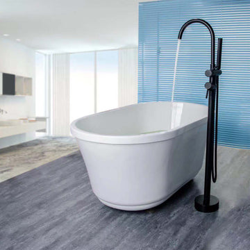 2-Handle Claw Foot Freestanding Tub Faucet with Shower in Matte Black