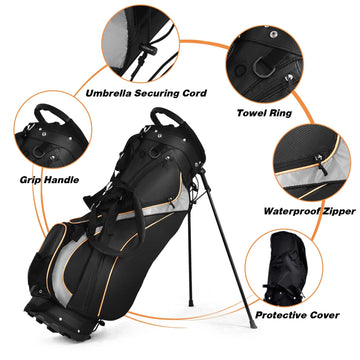 9 Inch Golf Stand Bag Divider Carry Pockets Storage