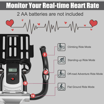 Stationary Silent Belt Adjustable Exercise Bike with Phone Holder and Electronic Display