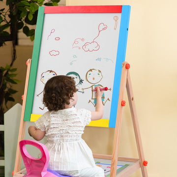 All-in-One Wooden Height Adjustable Kid's Art Easel