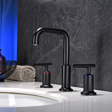 Boyel Living 8 in. Widespread 2-Handle High-Arc Bathroom Faucet with Ceramic Disk Valve in Matte Black