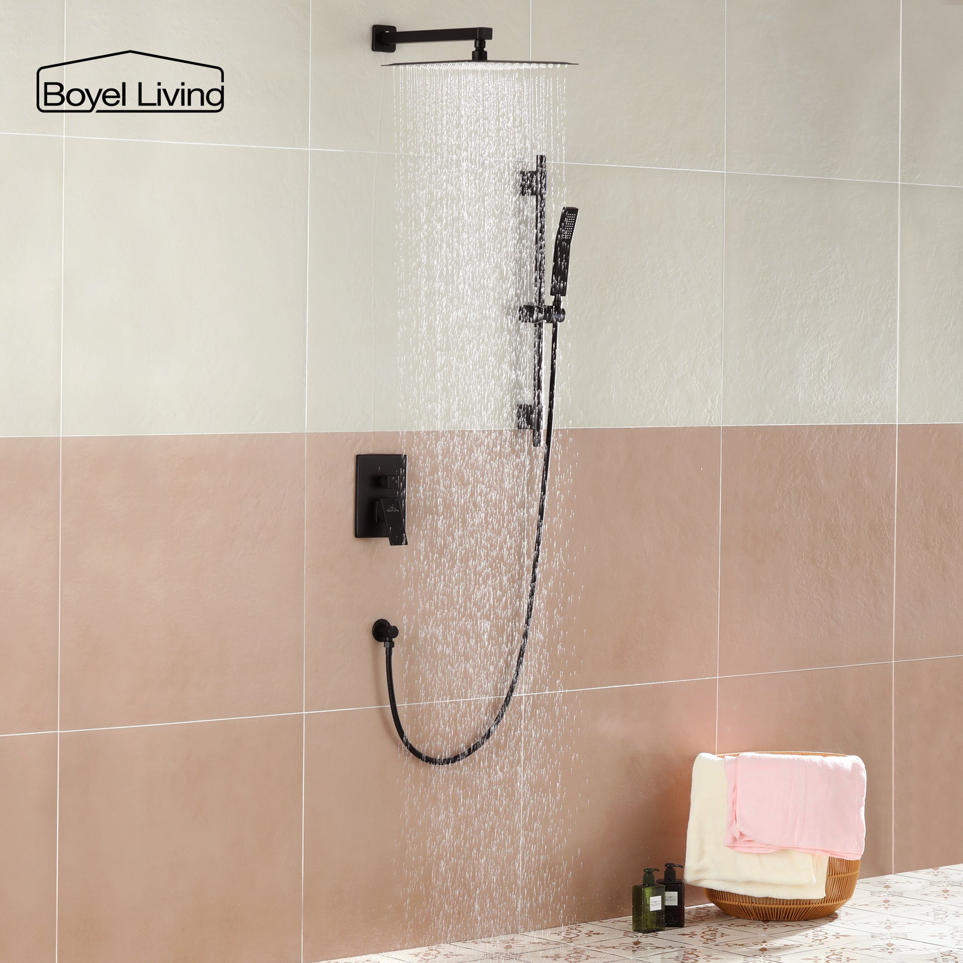 matte black rain shower system
