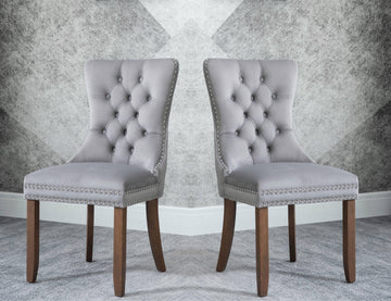 2 PCS High-end Tufted Solid Wood Upholstered Dining Chair with Nail-head Trim
